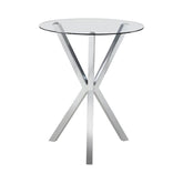 Coaster Denali Round Glass Top Bar Table Chrome Model 100186